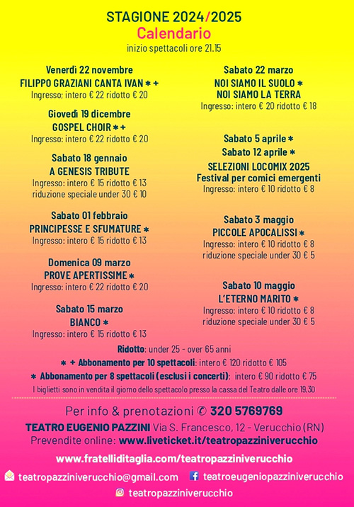 Teatro Pazzini calendario